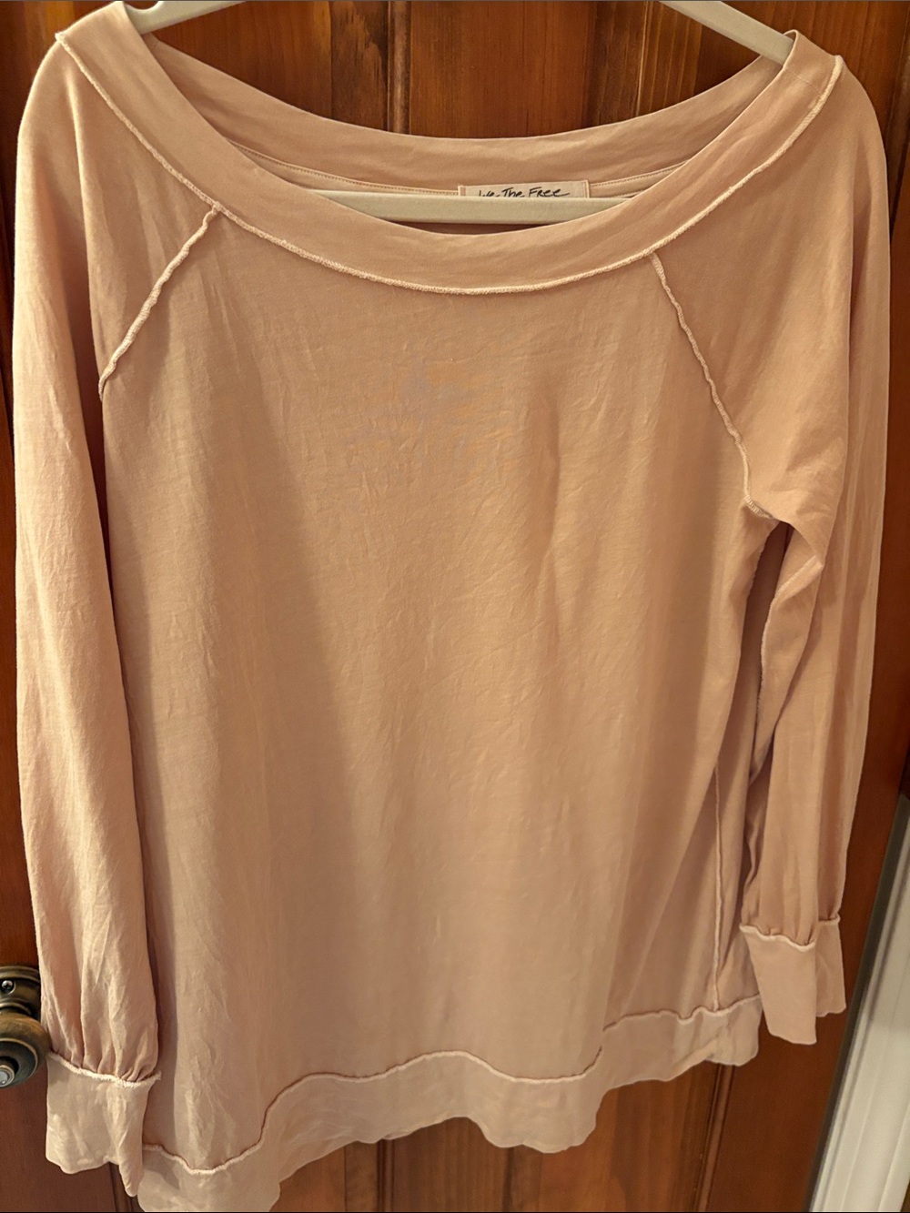 Free People Dusty Blush Lightweight Boatneck Sweatshirt